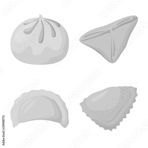Vector design of dumplings and stuffed symbol. Collection of dumplings and dish stock vector illustration.