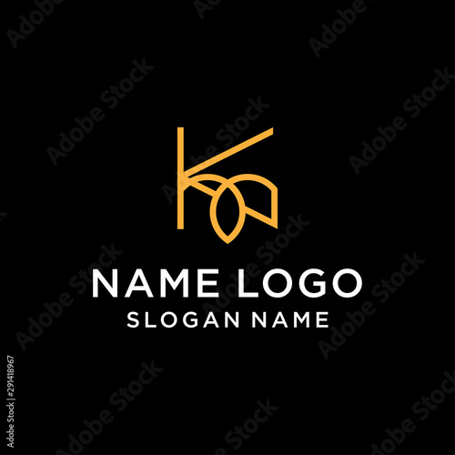 Abstract Monogram Elegant Leaf Logo Icon Vector Design. Universal Creative Premium Letter K Initials Symbol.