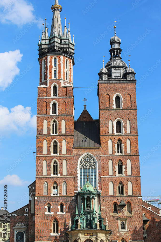 KRAKOW, POLAND - JULY 09, 2019: Mariacki church, Church of Our Lady Assumed into Heaven