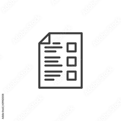Task list line icon. Checklist linear style sign for mobile concept and web design. Test Form outline vector icon. Symbol, logo illustration. Vector graphics © alekseyvanin