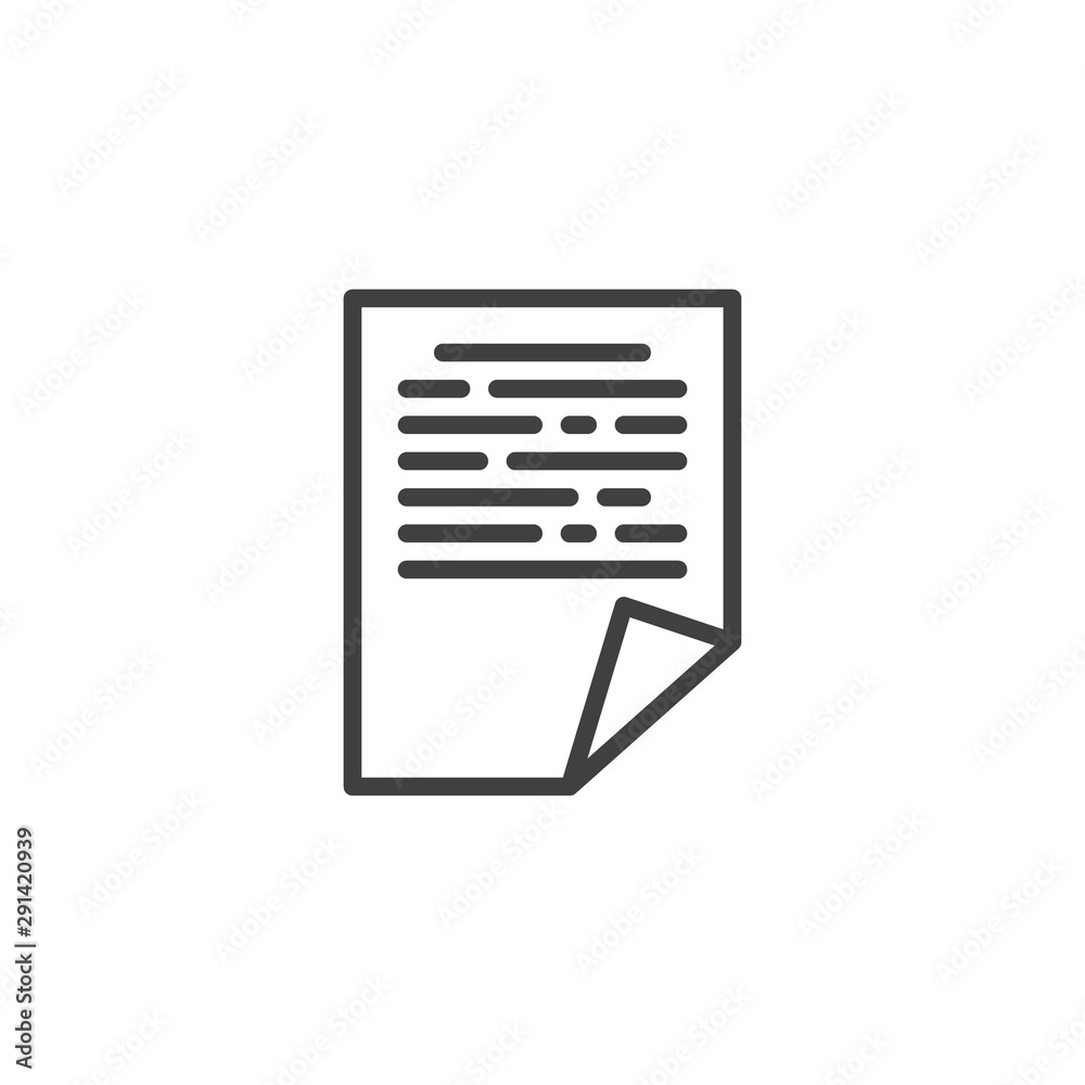 Paper document page line icon. linear style sign for mobile concept and web design. File document outline vector icon. Symbol, logo illustration. Vector graphics Paper document page line icon. linear style sign for mobile concept and web design. File document outline vector icon. Symbol, logo illustration. Vector graphics