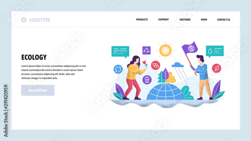 Vector web site design template. Ecology environmental concept. Save the world. Landing page concepts for website and mobile development. Modern flat illustration