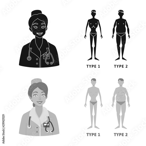 Vector design of diet and treatment logo. Collection of diet and medicine stock vector illustration.