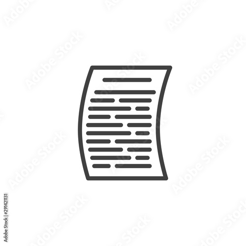 Document paper line icon. linear style sign for mobile concept and web design. Document page outline vector icon. Symbol, logo illustration. Vector graphics