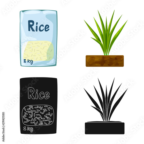 Vector design of crop and ecological sign. Collection of crop and cooking stock vector illustration.