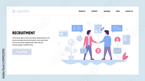Vector web site design template. Two businessman make deal and sign contract, business partnership. Partners handshake. Landing page concepts for website mobile development. Modern flat illustration