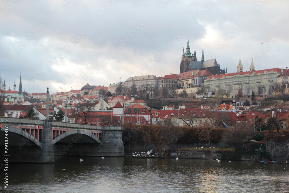 The panorama of Prazhsky Hrad in the center of Prague