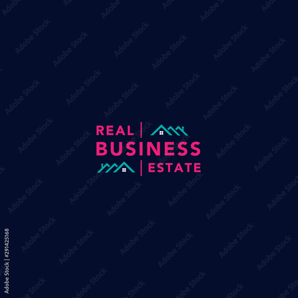 real estate business logo concept on dark blue background