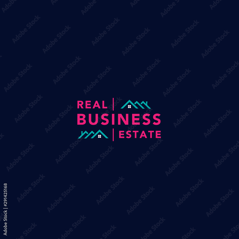 real estate business logo concept on dark blue background real estate business logo concept on dark blue background