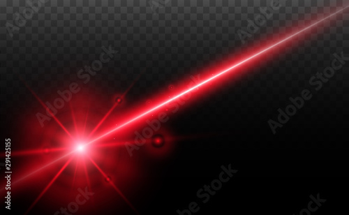 Abstract laser beam. Transparent isolated on black background. Vector illustration.