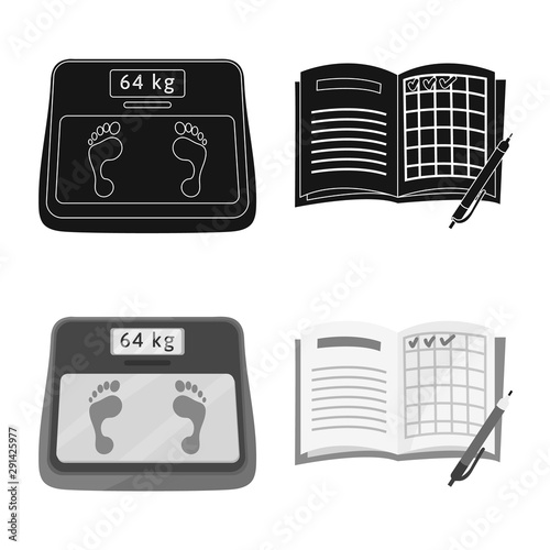 Vector illustration of diet and treatment icon. Set of diet and medicine stock symbol for web.