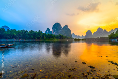 The Beautiful Landscape of Lijiang River in Yangshuo, Guilin