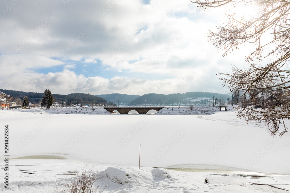 landscape with snow in winter in schluchsee, germany