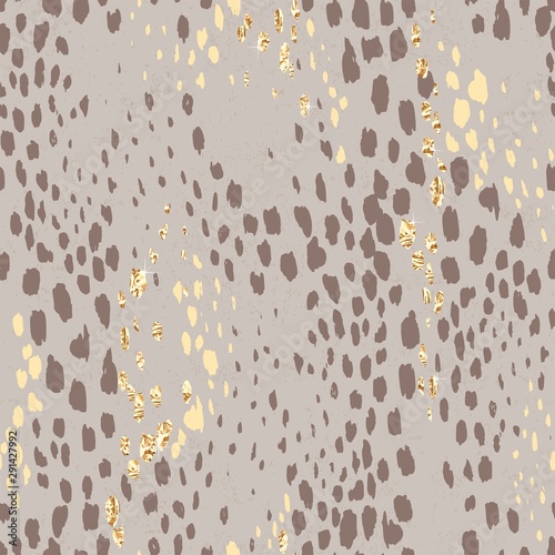Abstract art seamless pattern with hand drawn wild brown and golden texture, animal predatory print.  Vector illustration for wrapping paper, textile or wallpaper.