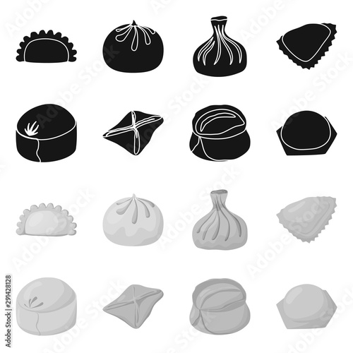 Vector design of products and cooking icon. Set of products and appetizer stock symbol for web.