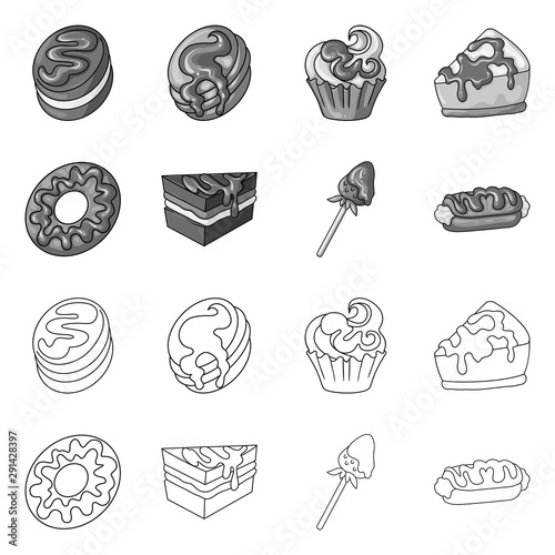 Isolated object of confectionery and culinary icon. Set of confectionery and product stock symbol for web.