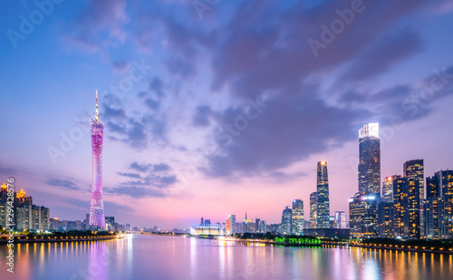 Nightscape Skyline of Urban Architectural Landscape in Guangzhou