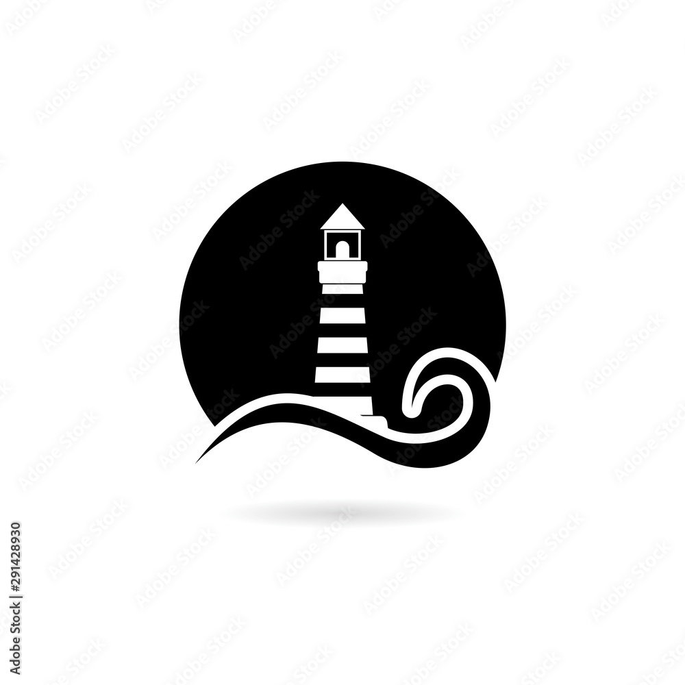Naklejka premium Lighthouse Logo, lighthouse icon in trendy design style