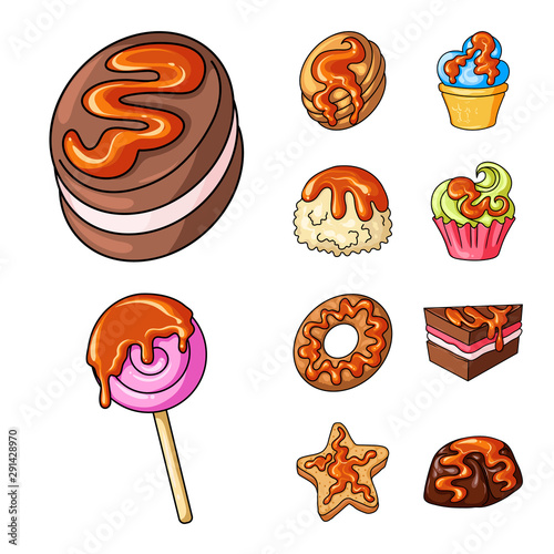 Vector illustration of dessert and sweet logo. Collection of dessert and food stock vector illustration.