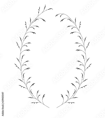 Autumn botanical oval frame wreath on white background