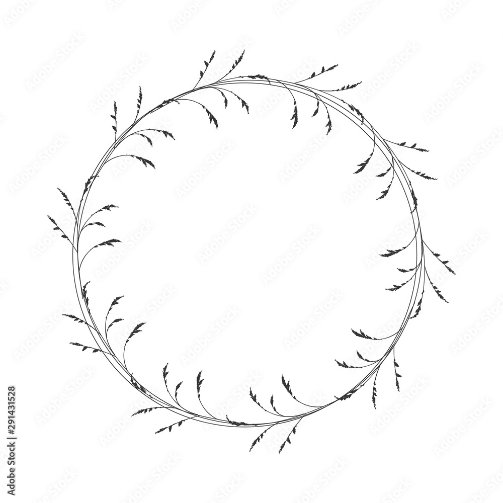 Fototapeta premium Autumn botanical oval frame wreath on white background