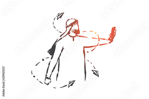 SMM, notification, newsletter concept sketch. Hand drawn isolated vector