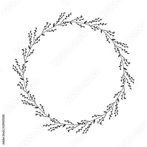 Autumn botanical oval frame wreath on white background