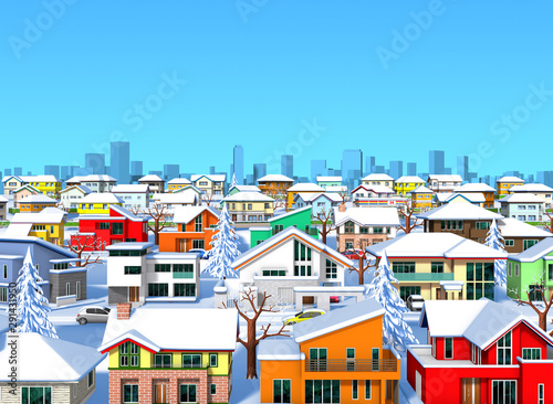 Winter residential area clear by 3d rendering © mayoyoma