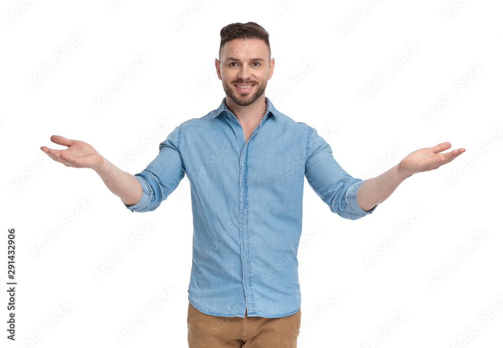 fine gentleman standing and greeting polite with both hands fine gentleman standing and greeting polite with both hands