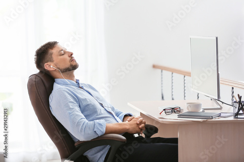 Man having break during wor...