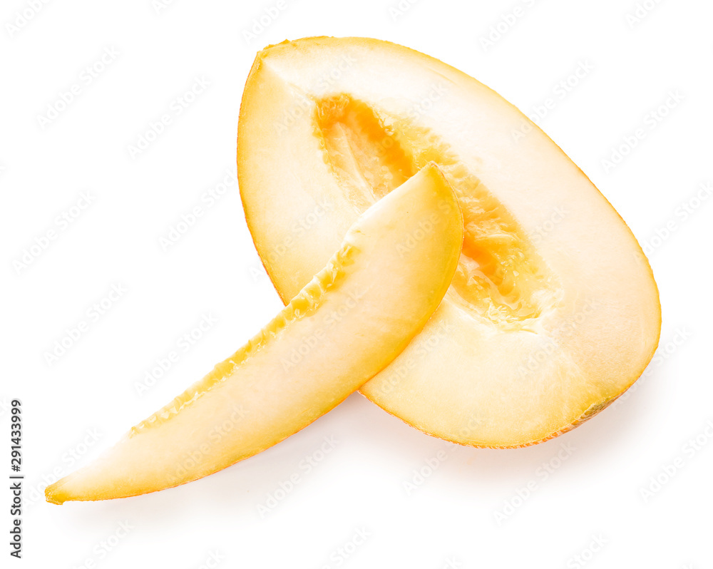 Slices of ripe melon on white background Slices of ripe melon on white background