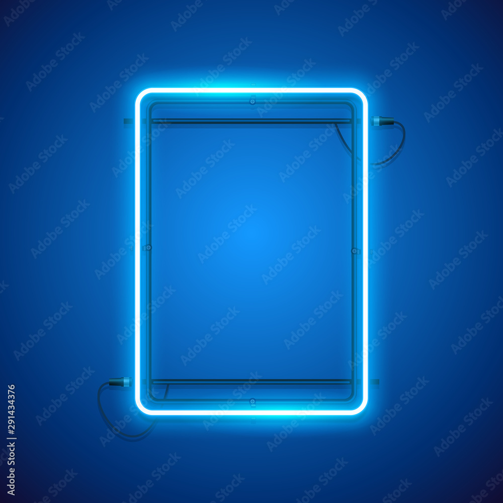 Vertical rectangular blue neon frame makes it quick and easy to customize your projects in retro style. Vertical rectangular blue neon frame makes it quick and easy to customize your projects in retro style.