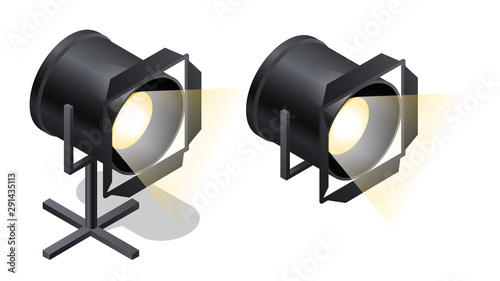 Stage spotlights isometric icons