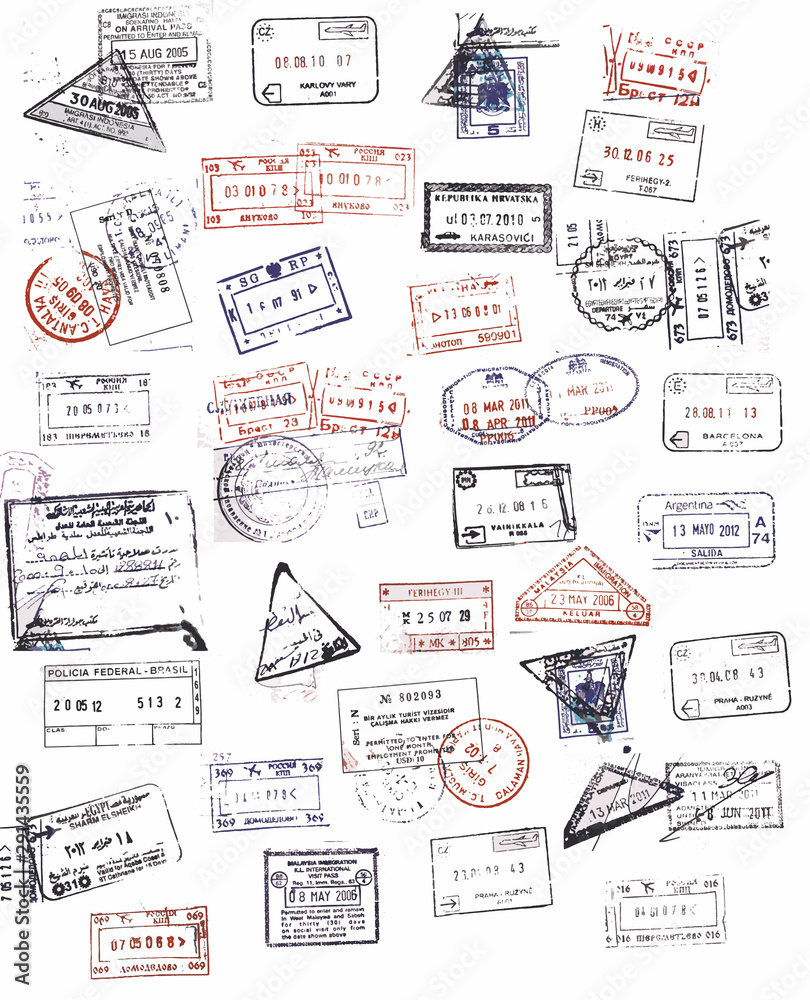 A high quality collection of vector passport stamps. A high quality collection of vector passport stamps.