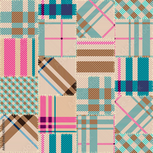 Patchwork textile pattern. Seamless quilting design background.