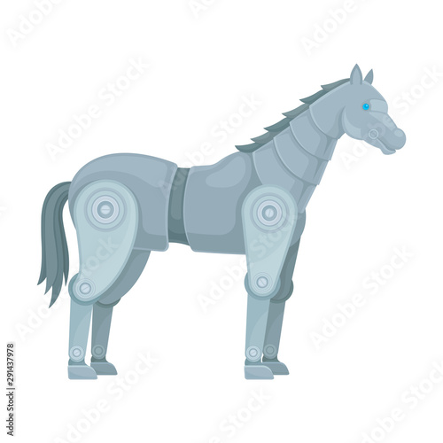 Fototapeta Naklejka Na Ścianę i Meble -  Metallic gray horse. Side view. Vector illustration on a white background.