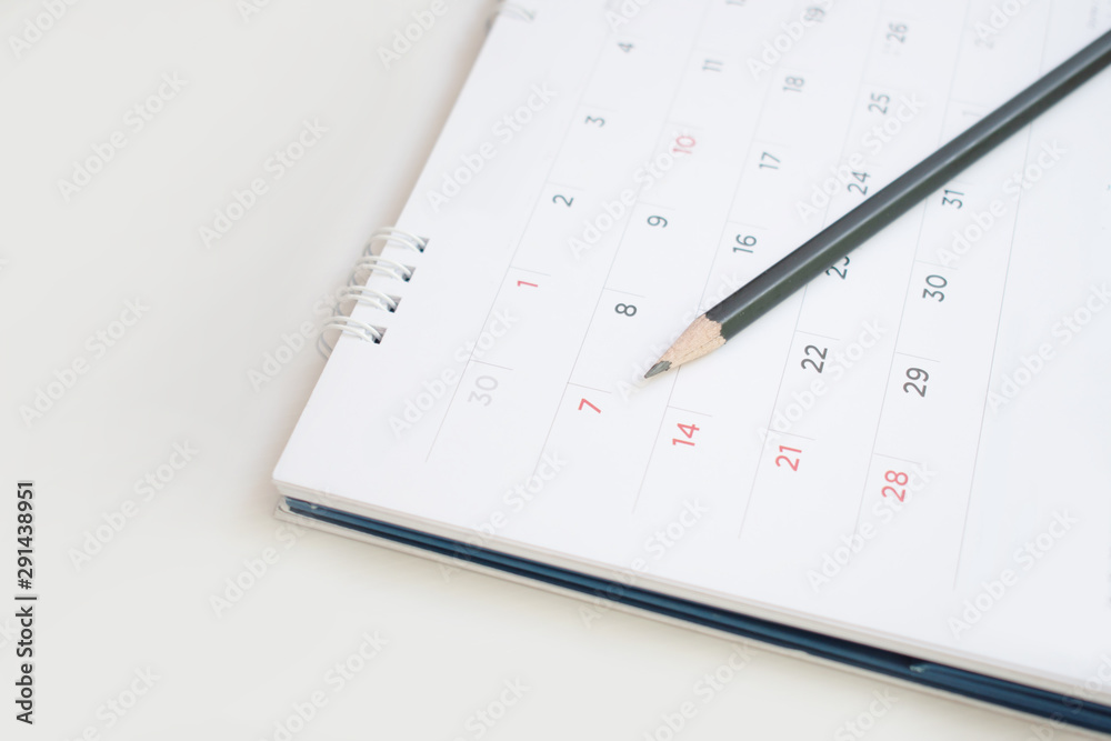 A pencil on the calendar With selectable focus for remark or memo. A pencil on the calendar With selectable focus for remark or memo.