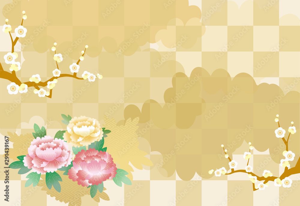 牡丹 雲 梅 背景イラスト Stock Vector Adobe Stock 牡丹 雲 梅 背景イラスト Stock Vector Adobe Stock