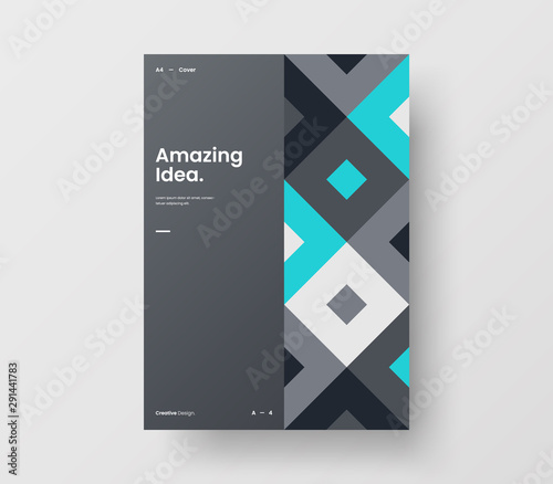 Amazing business presentation vector A4 vertical orientation front page mock up. Modern corporate report cover abstract geometric illustration design layout. Company identity brochure template.