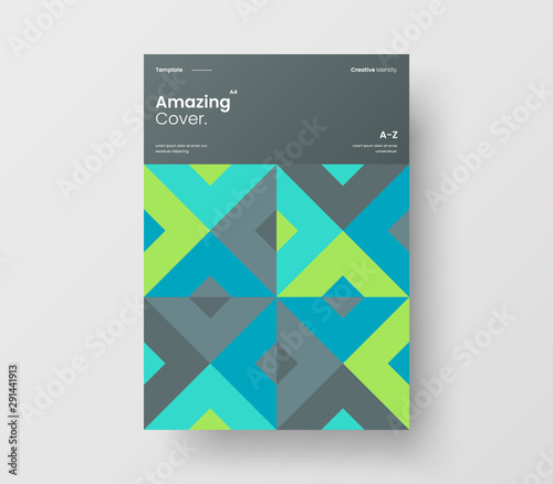 Amazing business presentation vector A4 vertical orientation front page mock up. Modern corporate report cover abstract geometric illustration design layout. Company identity brochure template.