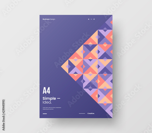 Amazing business presentation vector A4 vertical orientation front page mock up. Modern corporate report cover abstract geometric illustration design layout. Company identity brochure template.