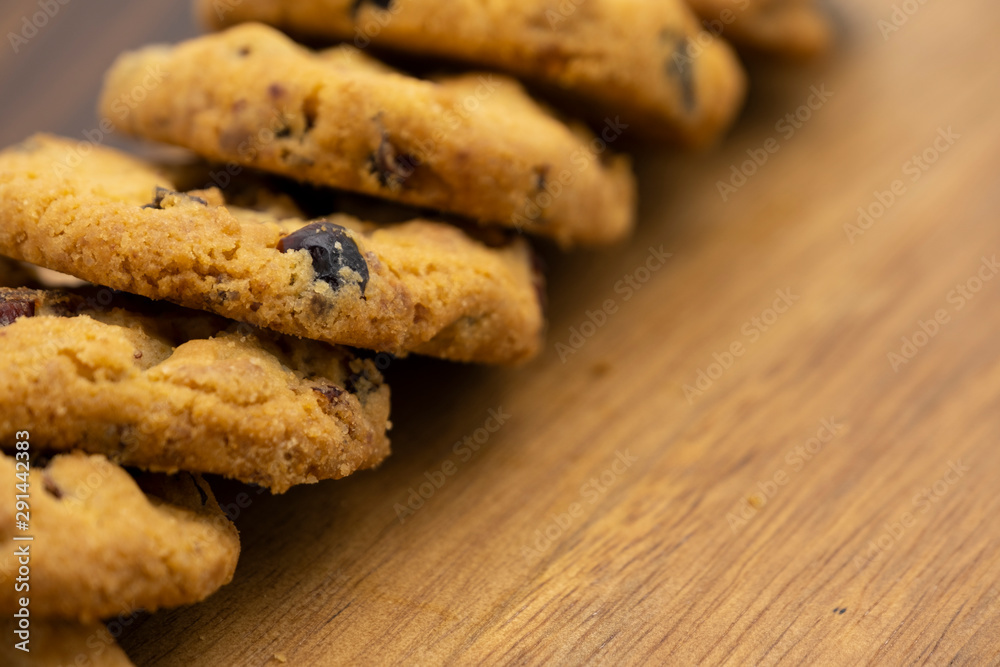 Pile of delicious tasty recipe apple cookies homemade isolated on wooden table