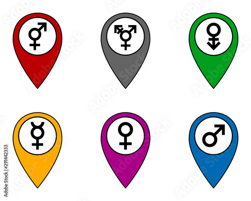 Pins mit Geschlechtssymbolen