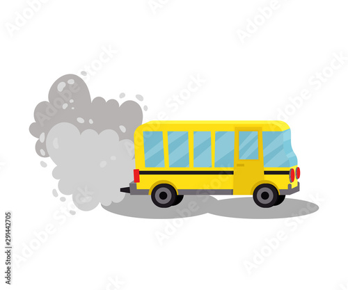 Bus with the exhaust gases. Vector illustration on a white background.