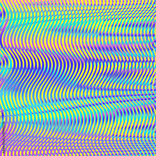 Digital abstract rainbow texture with soft blending bright colored lines. Line art holographic and moire effect of optical illusion.