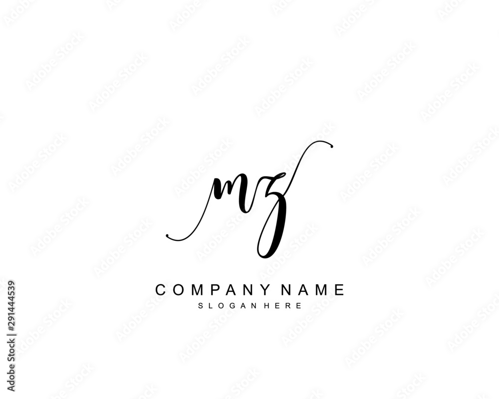 Initial MZ beauty monogram and elegant logo design, handwriting logo of ...