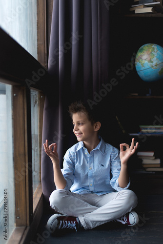 A schoolboy going to school photo