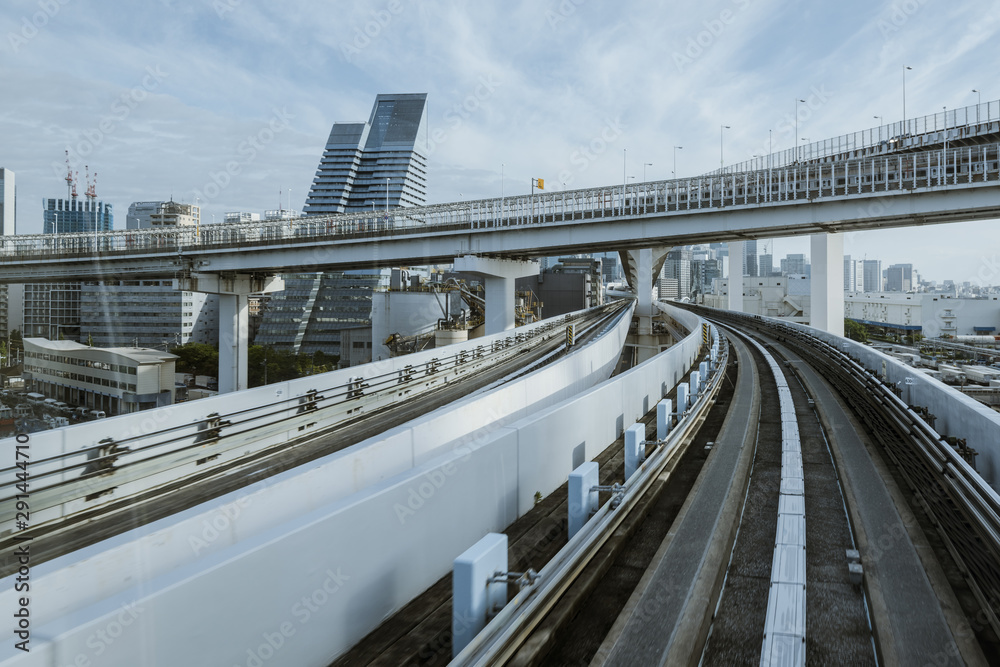 Fototapeta premium Cityscape from monorail sky train in Tokyo