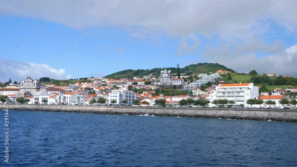 Arriving to Horta City by ferry boat, Faial Island in Azores Arriving to Horta City by ferry boat, Faial Island in Azores