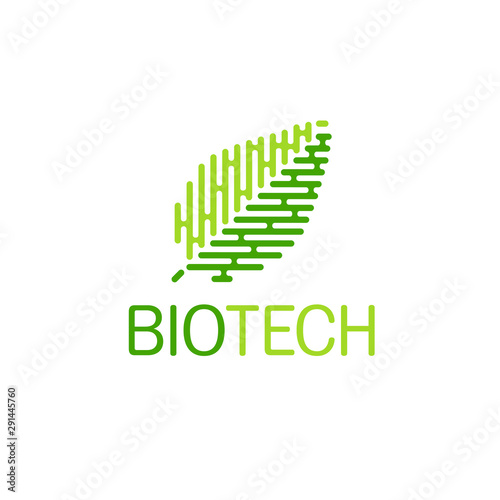 Vector logo design for organic and natural products. Abstract bio tech leaf.
